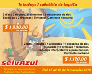 Selvazul Avisos gratis en Mexico lindo en Puebla |  Viaje a los Rapidos de Veracruz este Puente del centenario de la  Revolucio, Selvazul te invita del 12 al  15 de Noviembre   Ven y festeja con nosotros.