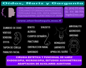 Dra. Fabiola Hern&aa Avisos gratis en Mexico lindo en Tequisquiapan |  Oidos, nariz, garganta Otorrinolaring&oacute;logo Tequisquiapan, Dra. Fabiola Hern&aacute;ndez Gonz&aacute;lez