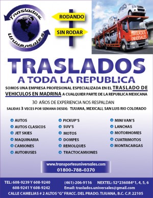 TRASLADOS UNIVERSALE Avisos gratis en Mexico lindo en Tijuana |  Traslado de Autos  en Madrina Los Mochis = Traslados Universales Tijuana, Traslados Profesionales Universales Tijuana