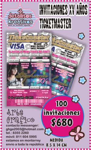 detalles e invitacio Avisos gratis en Mexico lindo en Monterrey |  invitaciones xv a&ntilde;os ticketmaster, xv a&ntilde;os invitaciones modernas