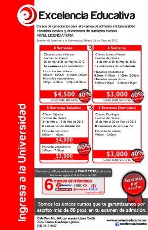 Excelencia Educativa Avisos gratis en Mexico lindo en Guadalajara |  NO PIERDAS OTROS SEIS MESES , INGRESA A LA UNIVERSIDAD
