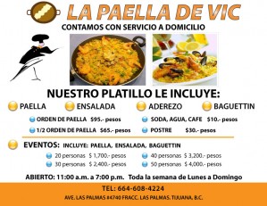 LA PAELLA DE VIC Avisos gratis en Mexico lindo en Tecate |  LA PAELLA DE TIJUANA VIC, PLATILLO EXQUISITO CON ENTREGA A DOMICILIO LLAMAN, PAELLA DE MARISCOS LO MEJOR EN BAJA CALIFORNIA LA PAELLA DE VIC