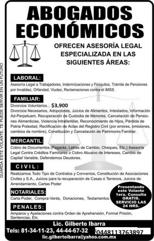 LIC GILBERTO IBARRA Avisos gratis en Mexico lindo en Monterrey |  ABOGADOS ECONOMICOS EN MONTERREY, ABOGADOS ECONOMICOS CONSULTA GRATIS