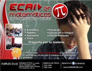 Cursos Ecai Avisos gratis en Mexico lindo en Guadalajara |  Clases de regularizaci&oacute;n en matem&aacute;ticas grupales y particulares, clases de matem&aacute;ticas