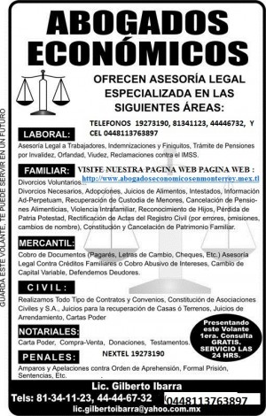 LIC GILBERTO IBARRA Avisos gratis en Mexico lindo en Monterrey |  Abogados en monterrey asesor&iacute;as jur&iacute;dicas gratis las 24 horas, Asesor&iacute;as jur&iacute;dicas gratis