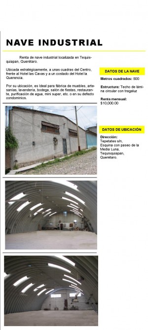 Carlos Aguirre Avisos gratis en Mexico lindo en Tequisquiapan |  Renta de bodega, nave industrial, tequisquiapan, queretaro, Renta de bodega o nave industrial