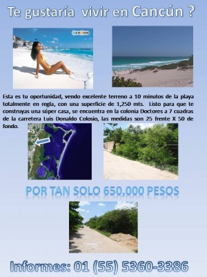 Jaime Avisos gratis en Mexico lindo en Canc&uacute;n |  Venta de terreno en cancun mexico varato, Venta de terreno en cancun