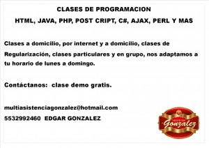 ASISTENCIA G Avisos gratis en Mexico lindo en Atizap&aacute;n de Zaragoza |  Clases de programacion de lunes a domingo, Clases de programacion de lunes a domingo