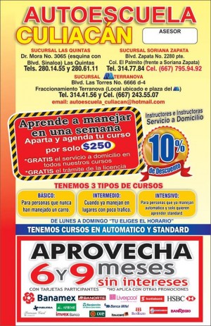 autoescuela culiacan Avisos gratis en Mexico lindo en Cosal&aacute; |  Conoce las promociones que estan semana e incribete con nosotros, Clases de manejo