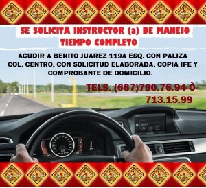 DALILA Avisos gratis en Mexico lindo en Sinaloa |  Se solicita instructor de manejo en autoescuela, Autoescuela