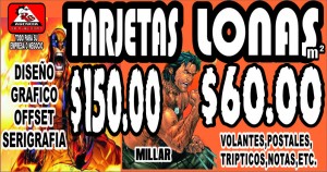  Avisos gratis en Mexico lindo en Miguel Hidalgo |  TARJETAS DE PRESENTACION A SOLO $150.00 MILLAR, LONAS IMPRESION DIGITAL $60.00 M2