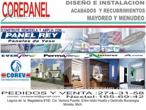 corepanel Avisos gratis en Mexico lindo en Morelia |  COREPANEL, DISE&Ntilde;O E INSTALACION,, ACABADOS Y RECUBRIMIENTOS, MAYOREO Y MENUDEO 