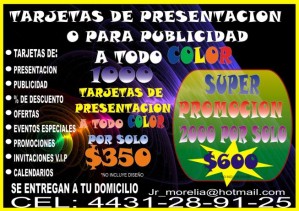 Roberto Maga&ntilde; Avisos gratis en Mexico lindo en Morelia |  Targetas de presentacion/publicidad a todo color, 350 pesos el millar
